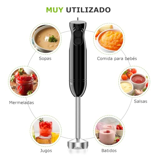 Batidora de mano Bonsenkitchen en acero inoxidable con motor de alta potencia 4