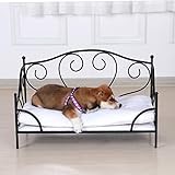 Babyland Pet Bed/Pet Sofa with Iron Frame/Bed for Dogs with Detachable Cushion/Comfortable Dog Sofas and Chairs/Dog Couch for Summer Using(Black)