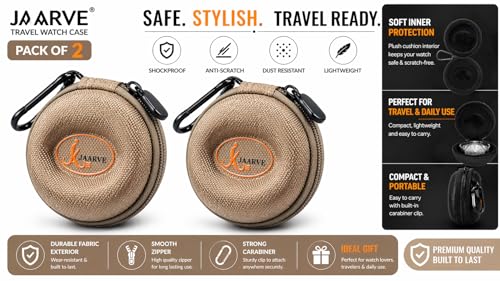 Image of Armor-Shell Watch Travel Case - Crush-Resistant Single Watch Box with Scratch-Guard Zipper & Carabiner | Shockproof Portable Organizer for Luxury, Mechanical & Smartwatches Up to 54mm