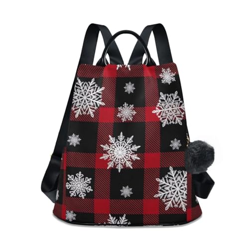 Sac à dos tendance femme à carreaux écossais et flocons rouges