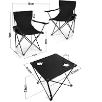 BigDean 2X Campingstuhl mit Campingtisch faltbar Schwarz – Ansicht 2