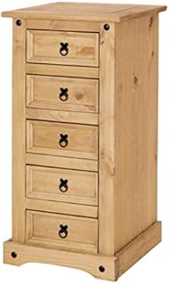 Corona 5 Drawer Narrow Chest, Tallboy, Mexican Pine