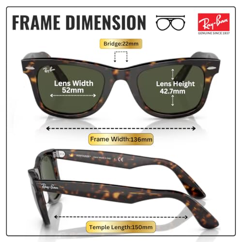 Image of Ray-Ban RB2140F ORIGINAL WAYFARER CLASSIC BIO-BASED LOW BRIDGE FIT Square Shape Sunglasses with Official RayBan Eyewear Kit