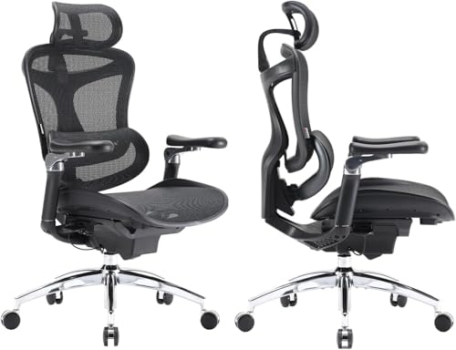 SIHOO Doro C300 Pro Ergonomischer Bürostuhl mit ultraweichen 6D-Armlehnen, dynamischer Lordosenstütze und Sitztiefenverstellung für das Home Office (Schwarz)