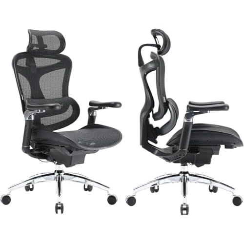 SIHOO Doro C300 Pro Ergonomischer Bürostuhl mit ultraweichen 6D-Armlehnen, dynamischer Lordosenstütze und Sitztiefenverstellung für das Home Office (Schwarz) Schwarz Funktions-Upgrade
