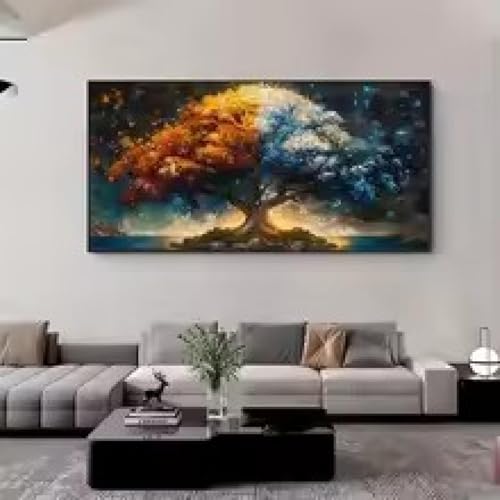 Toile moderne abstraite arbre bicolore de qualité supérieure, affiche grand format