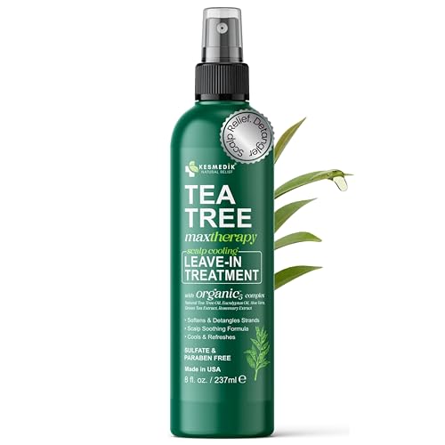 KESMEDIK Tea Tree Rosemary Leave In Conditioner, Detangler Spray for Frizz Control, Dry Itchy Scalp Treatment, Anti Dandruff & Scalp Psoriasis Relief, Men & Women, Paraben & Sulfate Free
