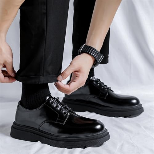 Mens Leather Fashion Business Oxfords Casual Shoes Dress Formal Leather Round Toe Wedding Derby Shoes Lace Up Walking Low-top Formal Shoes for Men3