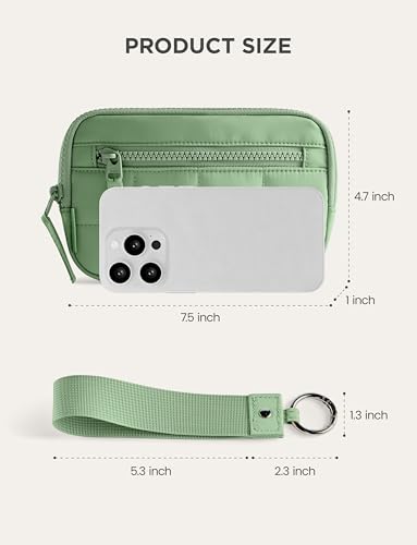 Image of Uselike Womens Wallet Card Holder Purse with Zipper Quilted Phone Wallet RFID Blocking Small Wristlet Wallets for Everyday, Travel (Green)
