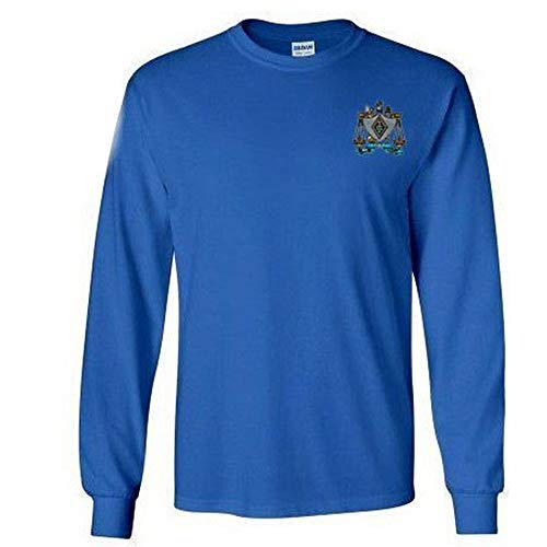 Zeta Beta Tau ZBT Fraternity Crest - Shield Longsleeve Tee Large Royal Blue