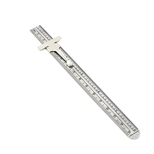 Depth Gauge Pocket Clip Inch Metric Equivalent, Stainless Steel Muli-use Ruler