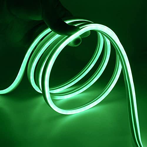 Image of Gesto 16.4 Feet Neon Lights with 12V Adaptor - Wall Decor Led Strips Lights for Decoration,Cuttable Flexible Decorative Lights for Customized Name |Waterproof Rope Light for Indoor,Outdoor(Green)