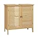 Produktbild EUGAD Waschbeckenunterschrank, Badezimmer Unterschrank, aus natürlichem Material, Waschtischunterschrank, Badezimmerschrank mit 2 Lamellentüren 1 Verstellbarer Ablage, 60x60x30 cm