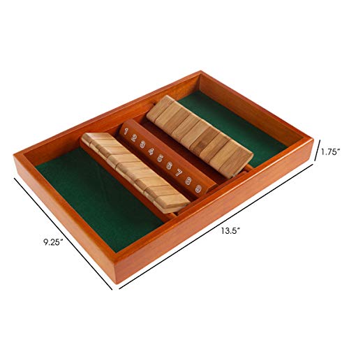Juego Shut The Box - Juego clásico de 9 números para hasta 2 jugadores - Tablero de madera vintage con dados para adultos y niños de Hey Play (verde) miniatura 2