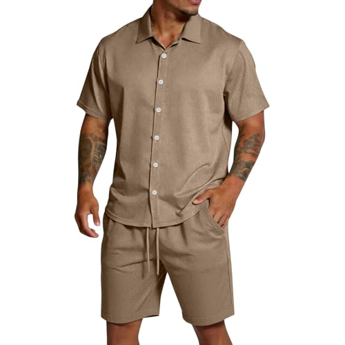 Ensemble homme short manches courtes kaki ensemble deux pièces de plage décontracté XXXXL