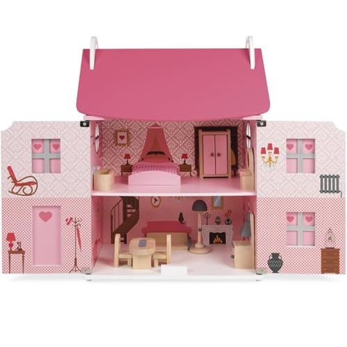 Janod - Mademoiselle Casa Delle Bambole (Legno), 3 Piani E 11 Accessori Inclusi, Giocattolo Di Imitazione, Per Sviluppare L’Immaginazione - Da 3 Anni In Su, J06581 - 4