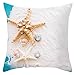 Daesar Cojines Exterior,Cojines Decoracion Sin Relleno,Estrella de Mar y Concha en la Playa Fundas Cojines 45x45 Nordico Marrón
