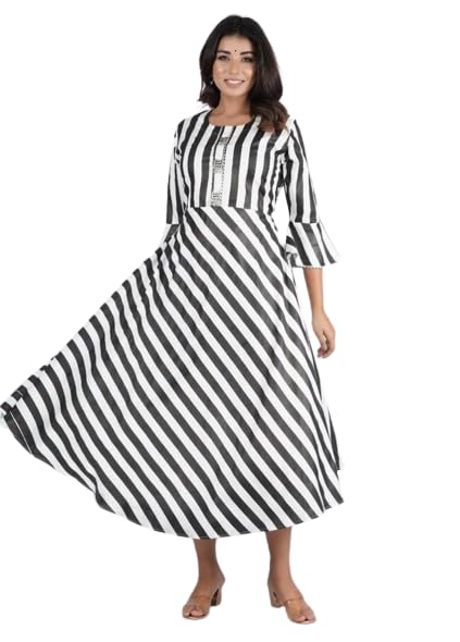 Image of The Comfort Black & White Stylish Dress Gown for Women