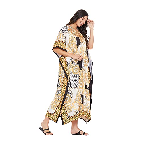 Image of Oussum Women Polyester Casual Long Plus Size Beach Caftan Cover Up Maxi Dress 1X-3X Summer Kaftan Dresses for Women