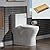 WOODBRIDGEE Modern Elongated One piece Toilet Dual flush 1.0/1.6 GPF,with Soft Closing Seat,1000 Gram MaP Flushing Score Toilet with Brushed Gold Button B0750-BG, White