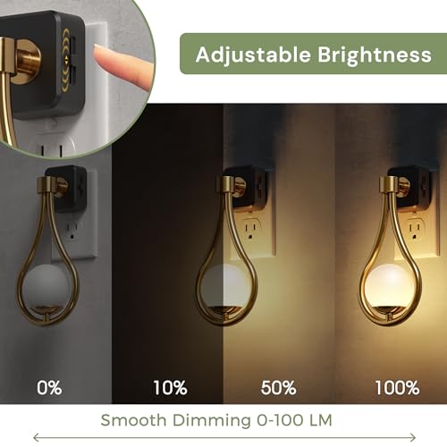Image of L LOHAS LED Night Lights Plug Into Wall: Dusk to Dawn Sensor, Soft White 3000K Nightlight, 0-100LM Adjustable Brightness, 330Rotating Plug in Night Light for Bathroom, Hallway, Bedroom, Stairway