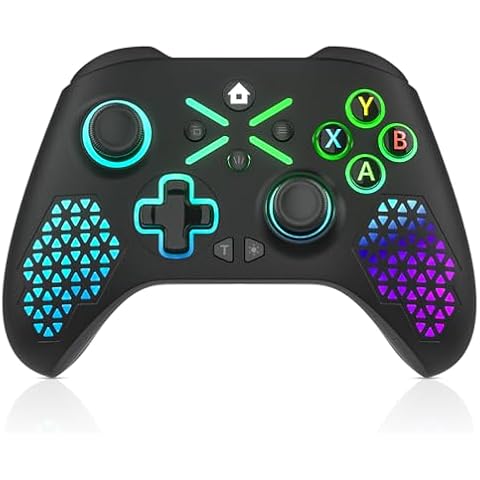 Dinosoo RGB Wireless for Xbox Controller Series X|S, Xbox One & PC Windows 10/11, Hall Effect Joysticks, Built-in Battery Dual Vibration Turbo Macro Function, 2.4GHz Adapter Cover
