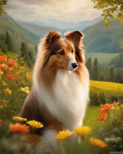 SVINOILER Oil Painting Kit for Beginner Digital Painting Sheltie Dog