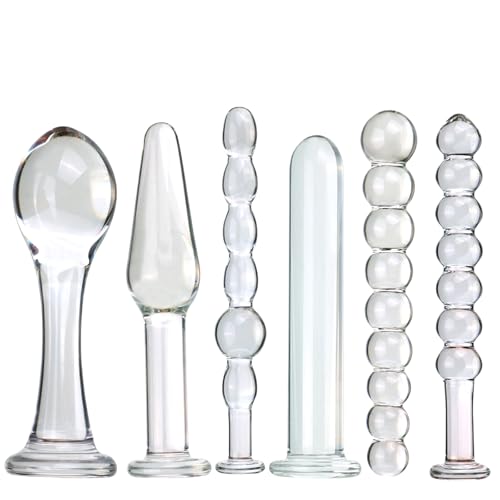 Glas Anal Plug Kugeln G-Punkt Stimulator 7 Größen Dildo Massage Penis Masturbation Buttplug SM Sexspielzeug für Männer, Paare (6 Set)