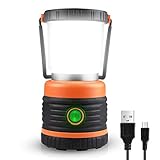 Wiederaufladbare Campinglaterne: Die eingebaute 4400mAh Lithiumbatterie ermöglicht das Aufladen der Laterne über ein USB-Kabel. Sie müssen kein Geld für Batterien ausgeben. Es kann auch als Energiebank fungieren, um Ihr Telefon oder Ihren Laptop vorübergehend aufzuladen.