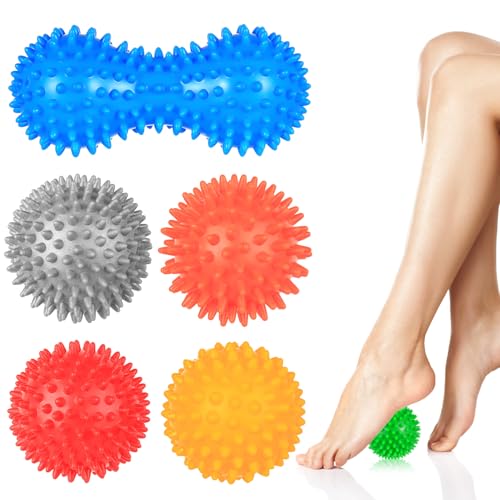 6 Pcs Balles de Massage Pieds, Spike Ball, Balle de Massage à Picots Souple, Pelotas de Masaje, Boule d'Exercice para Masaje Muscular de Pies, Manos, Espalda,...