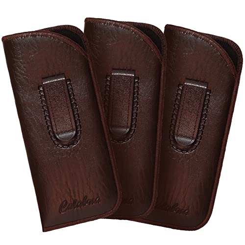 Lot de 3 étuis à lunettes souples demi-clip marron pour protection quotidienne