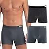 MASH Kit 2 Cueca Boxer Masculina Microfibra Poliamida Toque Gelado Estampa Risca de Giz Cós Elástico 35MM, 1 Cinza Chumbo - 1 Preto, M