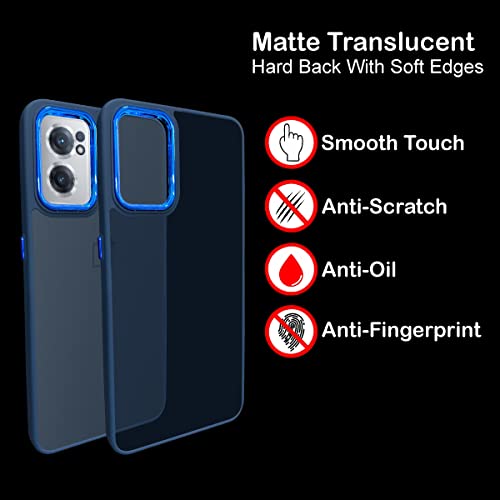 Image of A rtistque Frosted Translucent Back Cover Case for Oneplus Nord CE 2 5G | Electroplated Chrome Ring | Raised Camera Edges for Protection | Smooth Sides TPU - Blue