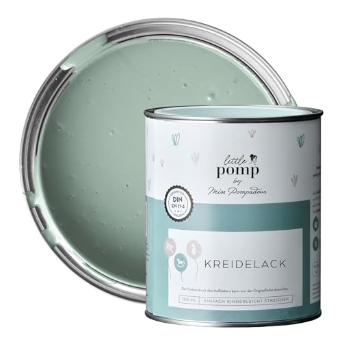 MissPompadour Kreidefarbe für Möbel Grün & Sanft 750ml - Holzfarbe, Holzlack matt innen - Möbellack, Möbelfarbe ohne Schleifen - Kreidefarbe für Holz, Metall, Kunststoff - LittlePomp
