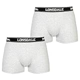 Lonsdale Herren 2 Stück Trunks Unterhose Grau Large