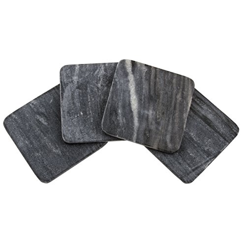 Super Deal Product Thirstystone Square Marble Coasters, Black