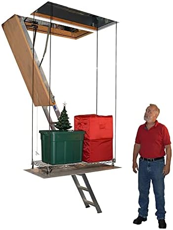 SpaceLift SL 5228-S Motorized Attic Lift – Made in USA, 200 lb Capacity, 15 Ft Vertical Travel, 24" x 41" Platform Garage Storage Lift
