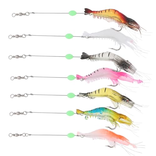 Luxshiny 7個 夜光海水釣りエビルアー色 高耐久素材再利用可能擬似餌 魚誘引率向上 軽量コンパクト釣り餌 海釣り淡水兼用プレゼント対応