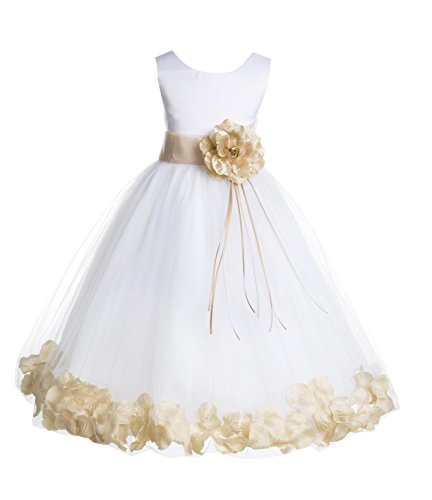 ekidsbridal Rose Petals White Flower Girl Dresses Pageant Dress Baptism Dress 007ss