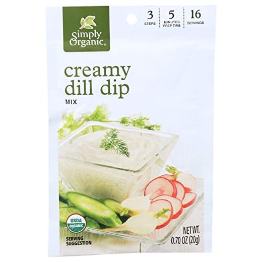 Simply Organic Creamy Dill Dip, Certified Organic, Gluten-Free | 0.7 oz | Pack of 3
