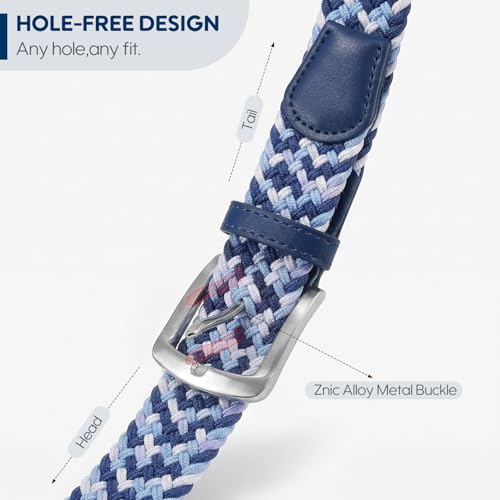 Image of SUOSDEY Men Stretch Braided Belt, Elastic Belt for Jeans Pants Casual Golf Belt 1 3 /8 inch