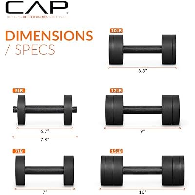 CAP Barbell 15 lb Adjustable Dumbbell Compact Cast Iron Weight | Multiple Options