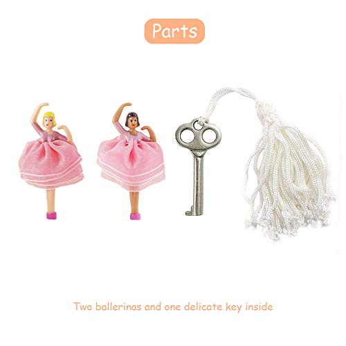 Timlog Girls Jewelry Box With Lock, 2 Ballerina Wooden Musical Small Jewelry Storage Organizer With Mirror For Girls, Pink #TOP7