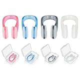 NOVAHAUS Nose Clip for Swimming, 4 PCS Silicone Waterproof Nose Plugs for Adults with Individual Storage Case, Soft Comfortable Non-Slip Fit for Pool Training Diving Water Sports Multi-Color
