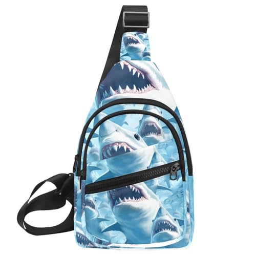 Mochila cruzada senderismo running riñonera cruzada Painted Shark D hombre mujer multicolor