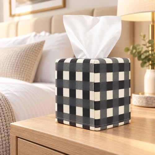 YAWIKO Tissue Box Cover, Fabric Tissue Holder, Tissue Box Cover Square - image 5