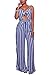 SheKiss Women's Sexy Spaghetti Strap Striped High Waist Wide Leg Long Pants Palazzo Jumpsuit Rompers Ladies Outfits DarkBlue
