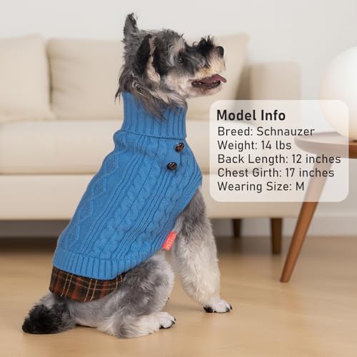Image of KYEESE Dog Sweater for Small Dogs Turtleneck Thick Knit Pullover | Stretchy Fit, Lightweight & Warm, Cozy Knit Comfort, Classic Plaid Design, Gentle on Sensitive Skin, Winter Daily Wear