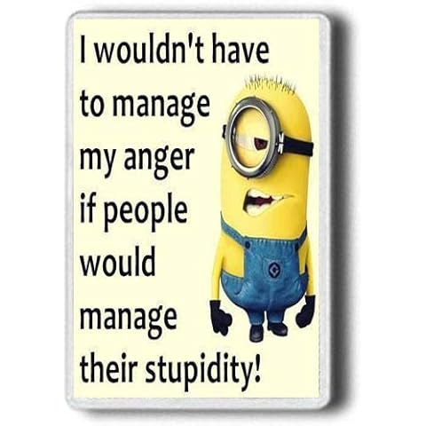 FRIDGE MAGNET! Minions Manage my Anger Novelty Funny Anger Angry, Jumbo Size Cover