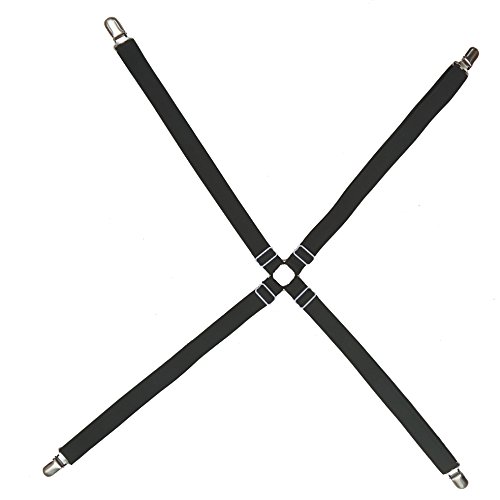 Toweter unter Matratze Bett/Bettlaken Verschluss verstellbar, Kreuz und quer Bettlaken Bänder Hosenträger, slipcover Verschluss, Langen Riemen Clip Bands(Schwarz) Cover